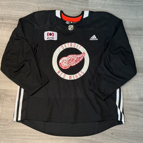 (New) Black Authentic MiC Adidas Detroit Red Wings Belfor Practice Jersey Size 56