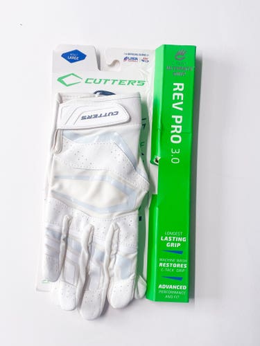 White Large Adult Cutters Rev 3.0 Gloves (New)