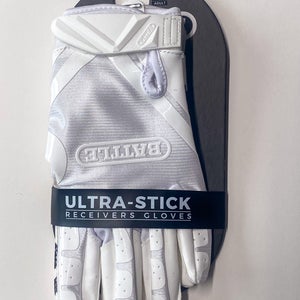 Brand New Battle Ultra-Stick Receiver Gloves – White – Adult Medium