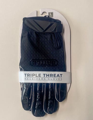 Brand New Battle Triple Threat Receiver Gloves –Black –Adult Large
