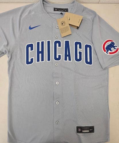 Mens CHICAGO CUBS Sewn 100% REAL Baseball Jersey NWT GRAY $115