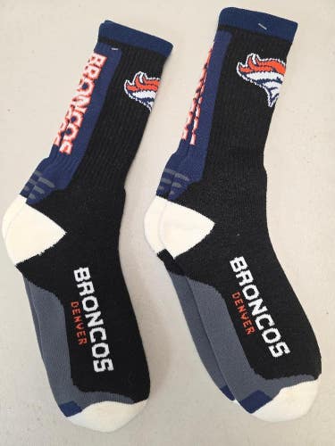 ST1 Mens NFL DENVER BRONCOS Lot of 2 Crew Socks LARGE 8-13 New