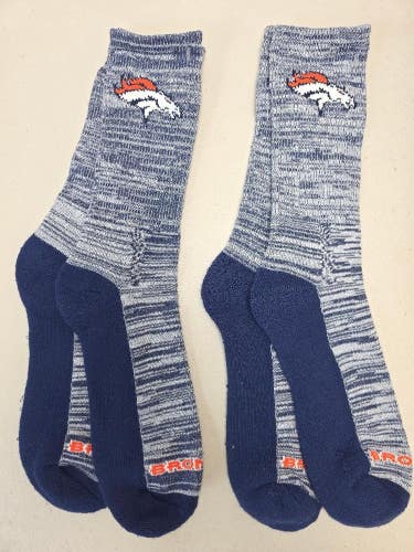 ST4 Mens NFL DENVER BRONCOS Lot of 2 Crew Socks LARGE 8-13 New
