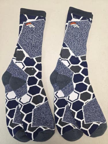 ST11 Mens NFL DENVER BRONCOS Lot of 2 Crew Socks LARGE 8-13 New