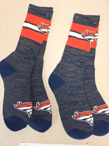 ST5 Mens NFL DENVER BRONCOS Lot of 2 Crew Socks LARGE 8-13 New