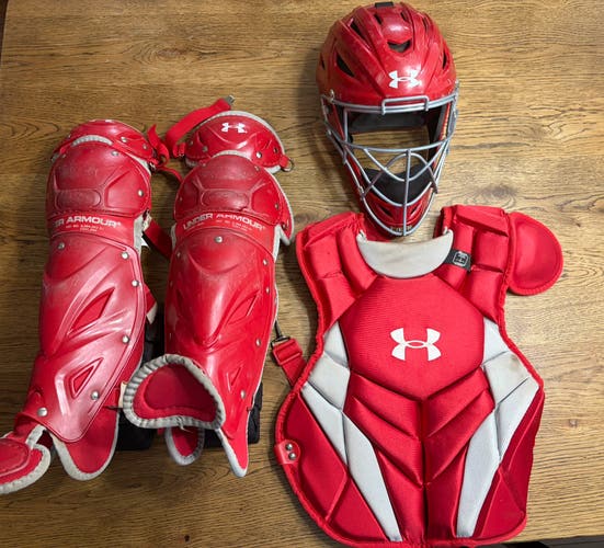 Red Under Armour Victory Series Catcher's Set (Used)