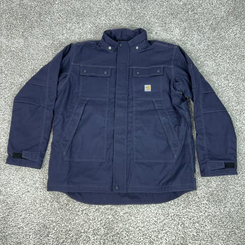Carhartt FR Coat Mens XLT Blue Quick Duck Insulated Full Swing Parka Jacket Work