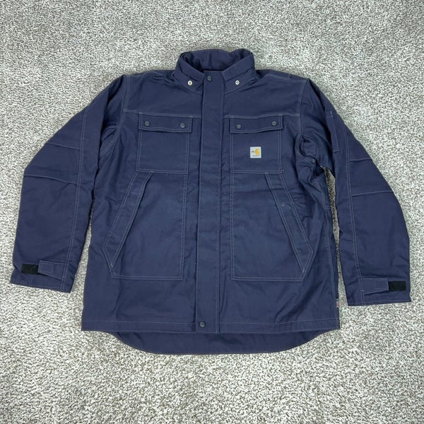 Carhartt FR Coat Mens XLT Blue Quick Duck Insulated Full Swing Parka Jacket Work
