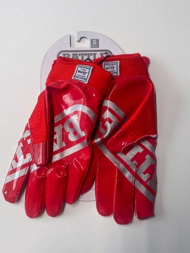 Brand New Battle Ultra Stick Receiver Gloves –Red –Adult Small