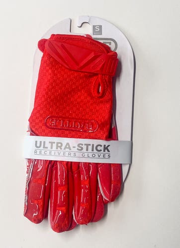 Brand New Battle Ultra Stick Receiver Gloves –Red –Adult Small