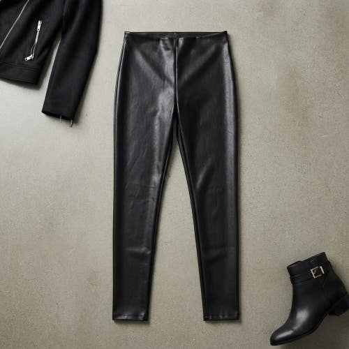 NWT Joie Faux Leather Leggings L Black Contemporary Night Luxe Edgy Chic $198