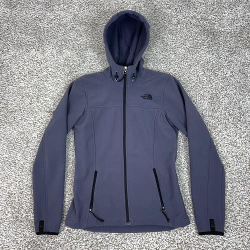 North Face Jacket Womens XS Purple Hooded Softshell Full Zip Fleece Lined Hiking