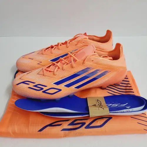 Adidas F50 Elite AG Soccer Cleats BAG INSOLES JH7637 Size 9.5 Orange