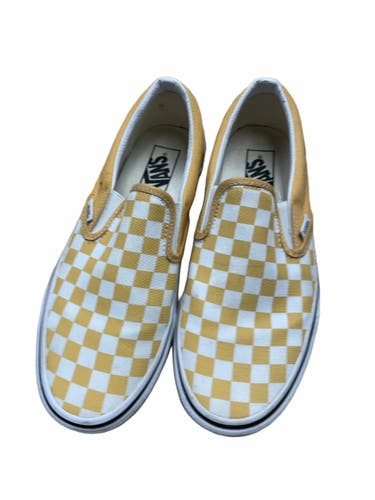 Vans Checkerboard Slip-On Sneakers - Yellow/White - Size 8