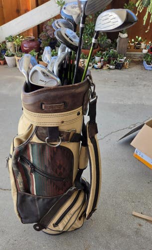 SET MEN'S 12 PIECE GOLF SET 4 WOODS 7 IRONS PUTTER ALL MATCH EXCEPT ONE W BAG