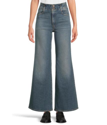 Levi's Ribcage Jeans Women 27x32 Blue Denim Stretch High Rise Flared Leg PALL376