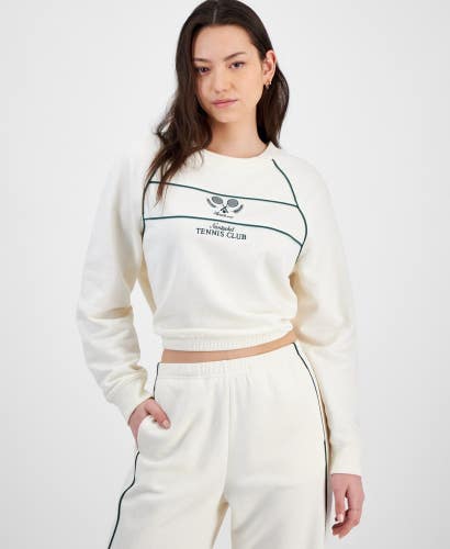 Hippie Rose Sweatshirt Women's Small White Graphic Fleece Crew Neck PALL426