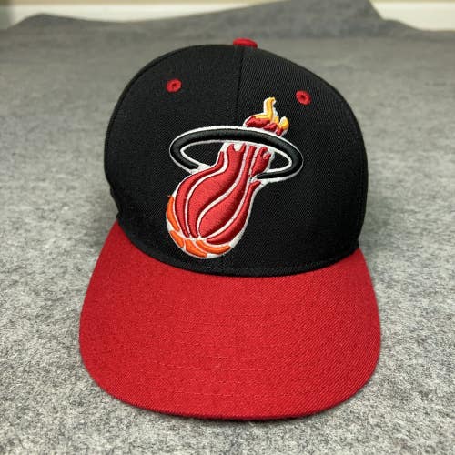 Miami Heat Hat Cap Fitted Mens 7 3/8 Black Red NBA Basketball Wool Mens Retro