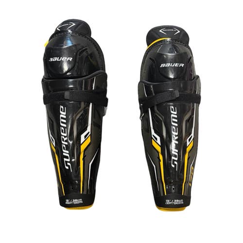 Used Bauer SUPREME 170 Senior Shin Guards Black And Yellow 15" 10299-S000313754