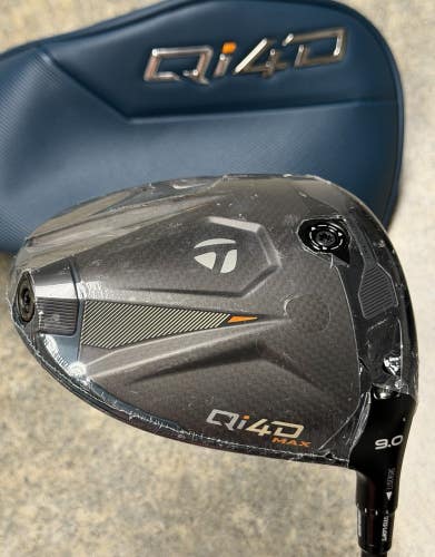 TaylorMade Qi4D MAX Driver 9* Regular Flex REAX 50 Blue w/ Headcover RH MINT!