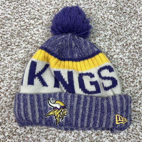 Minnesota Vikings Hat Beanie Mens One Size Purple NFL Football Knit Pom New Era