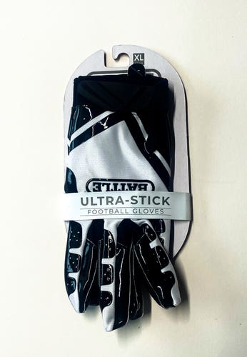 Brand New Battle Ultra-Stick Receiver Gloves – Black & White- AXL