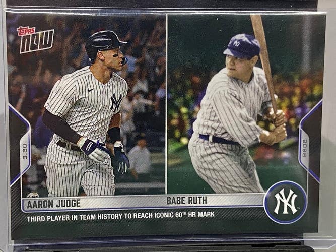 Aaron Judge 60 HR History Babe Ruth Yankees 2022 Topps NOW 931 Dual Card