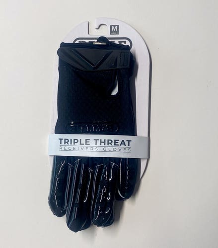 Brand New Battle Triple Threat Receiver Gloves –Black –Adult Medium