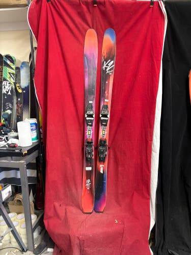 Skis: Women's K2 AllLuvit 88 all-mountain skis, 163cm. 
Bindings: Marker, (grip walk)
Binding Range: