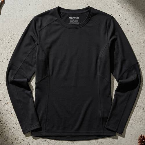 Marmot Men's Midweight Grid Fleece Base Layer Top Thermal Long Sleeve Black L