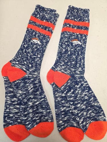 ST47 Mens NFL DENVER BRONCOS Lot of 2 Crew Socks MEDIUM 5-10 New