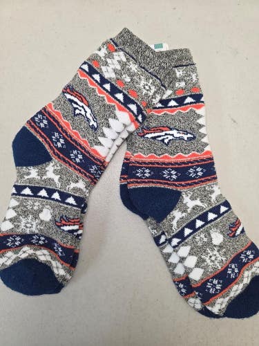 ST58 Mens NFL DENVER BRONCOS Lot of 2 Crew Socks MEDIUM 5-10 New