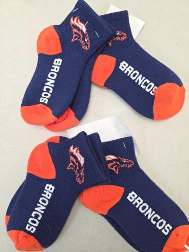 ST71 YOUTH 1-5 NFL DENVER BRONCOS Lot of 4 Crew Socks New