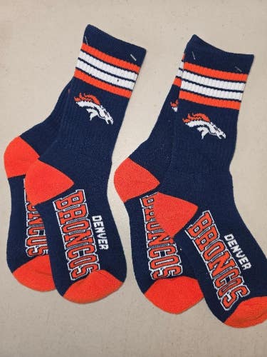 ST72 YOUTH 1-5 NFL DENVER BRONCOS Lot of 2 Crew Socks New