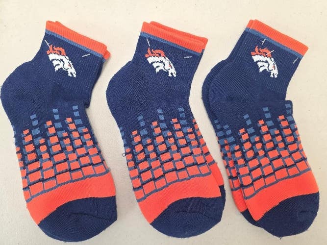 ST75 MENS NFL DENVER BRONCOS Lot of 3 Crew Socks MEDIUM 5-10 New