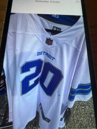 White Medium Adult Unisex Nike Jersey (New) Barry Sanders Jersey