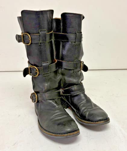 Fiorentini & Baker Eternity Black Leather Triple Strap Boots EU 37 US 6.5 GREAT