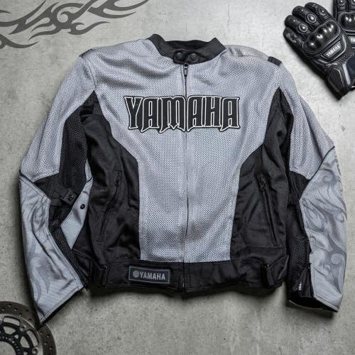 Y2K Yamaha Racing Mesh Motorcycle Jacket Tribal Sleeves Armor Motocore XL