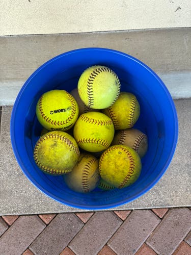 Bucket of 26 Mixed Brand Full Sized Softballs