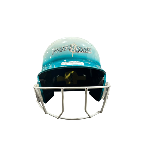 Used Rawlings HELMET WITH MASK Batting Helmet w/Mask Carolina Blue One Size 11375-S000381721