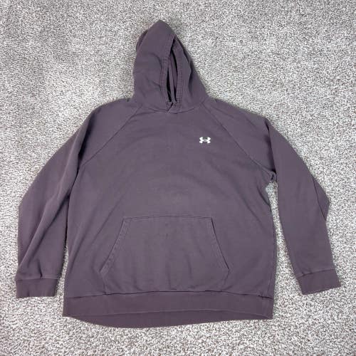 Under Armour Hoodie Sweatshirt Mens 2XL Purple Fleece Pullover Sports Casual