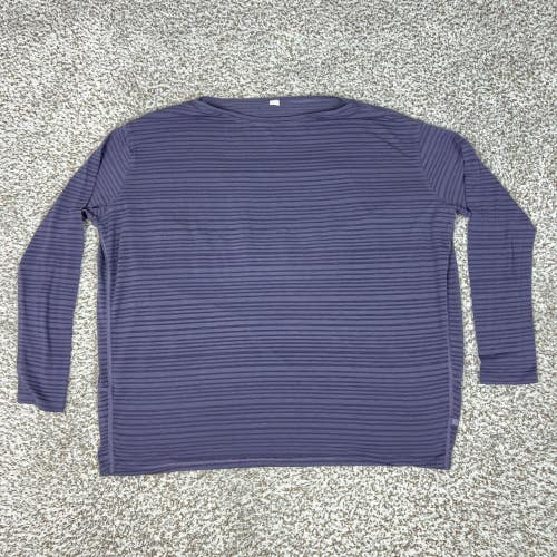 Lululemon Shirt Womens Large Purple Striped Long Sleeve Relaxed Yoga Gym Workout