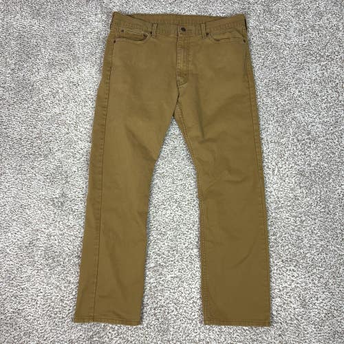 Levis 513 Jeans Mens 38x32 Brown Slim Straight Stretch Denim Casual Basic Patch