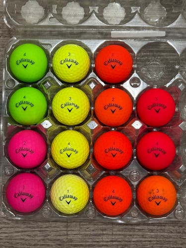 15 Callaway Supersoft Golf Balls - Yellow, Orange, Red, Green, Pink Colors