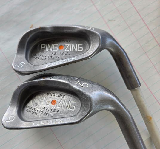 SET 2 PING ZING ORANGE DOT GOLF IRONS 5 & 9 W WHITE GRAPHITE SHAFT VERY NICE