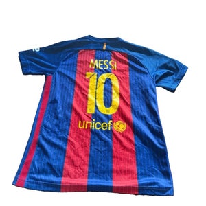 Nike FC Barcelona 2016/17 Messi #10 Home Jersey La Liga Qatar Airways UNICEF Kit (Used)