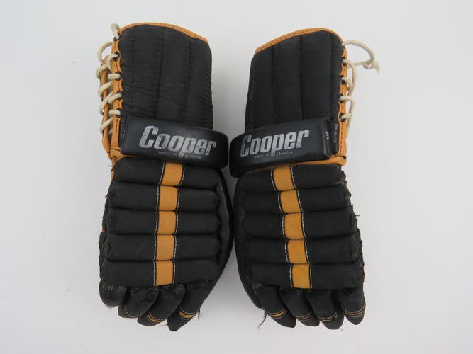 Vintage Leather Black Cooper Made in Canada Hockey Player Gloves