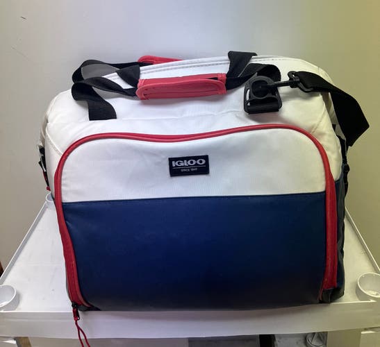 Igloo Seadrift Snap Down Cooler White Navy Red Portable Food Storage Outdoor