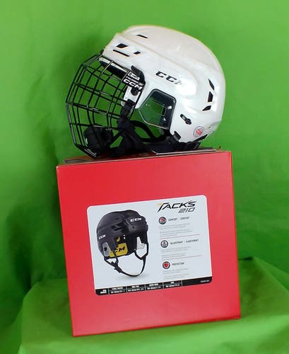 Large Senior CCM Tacks 210 Combo Helmet (New) - White