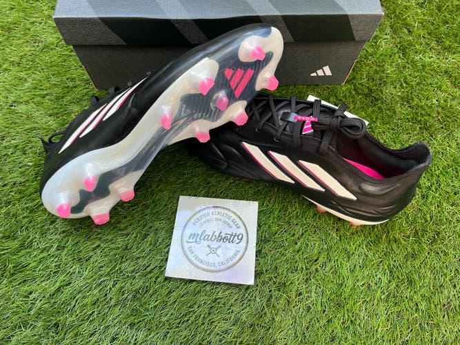 Adidas Copa Pure.1 FG Cleats (HQ8904) - Core Black/Shock Pink - Size 10 - K-Leather - New (DS)